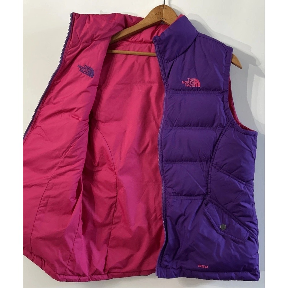 Girls The North Face Reversible 550 Down Puffer Vest Gilet Sz XL 18 Clean